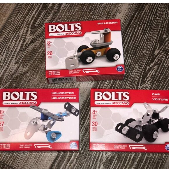 NWT Meccano Bolts Toys 3 Sets Bulldozer Car Helicopter Cool!! - Picture 7 of 7
